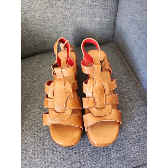 Bed Stu "Fabiola" Brown Leather Platform Wedge Sandals Size 10 NWT - Picture 9 of 10